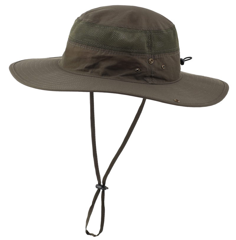 Connectyle Outdoor Mesh Sun Hat Wide Brim Sun Protection Hat Summer Fishing Hunting Hiking Gardenig Hat Army Green - Image 1